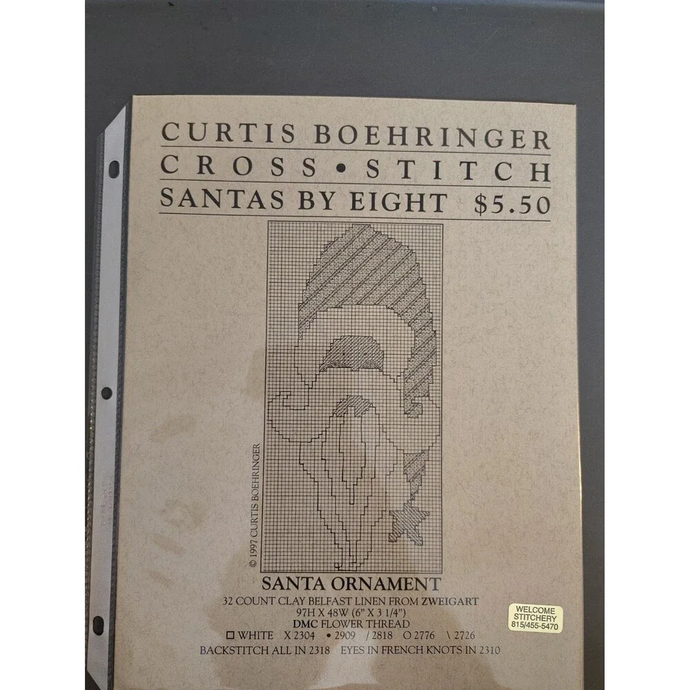 Curtis Boehringer SANTAS BY EIGHT Cross Stitch Pattern Booklet Vintage 1997 OOP